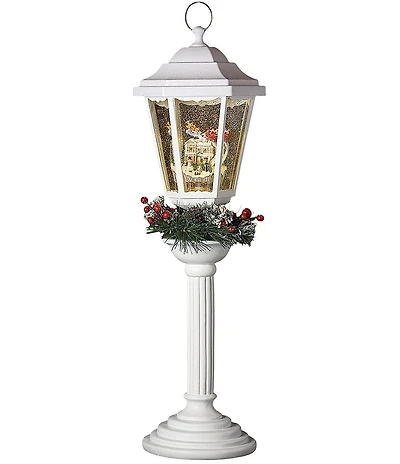 Roman Lighted Swirl Vintage Santa Flying Over Town Lamp Post