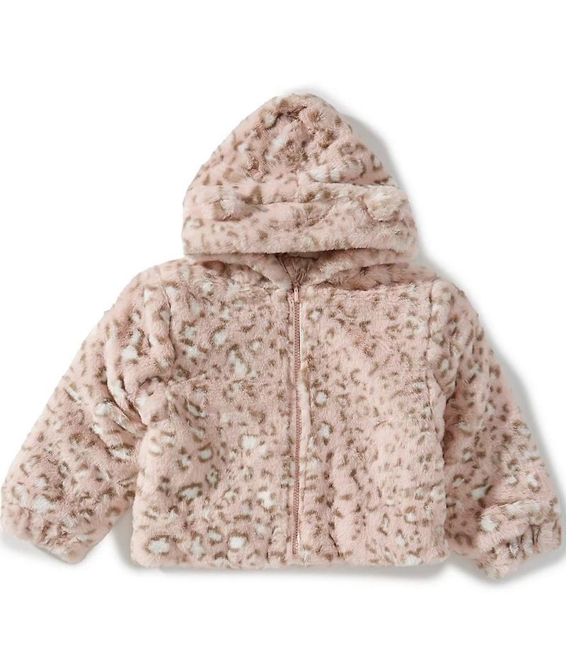 Rothschild Little Girls Faux Fur Reversible To Satin Hooded Jacket
