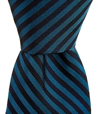 Roundtree & Yorke Big & Tall Bar Stripe 3 3/8#double; Woven Silk Tie