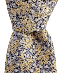 Roundtree & Yorke Big & Tall Flower Print 3 3/8#double; Woven Silk Tie