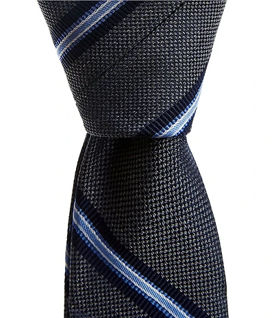 Roundtree & Yorke Big & Tall Justice Stripe 3#double; Silk Tie
