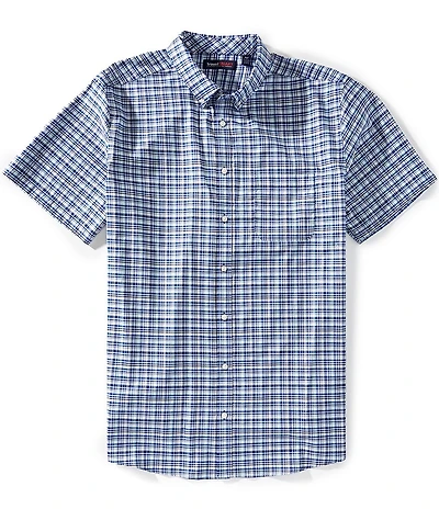 Roundtree & Yorke Big & Tall TravelSmart Easy Care Short Sleeve Twill Medium Plaid Sport Shirt