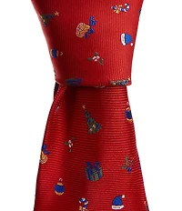 Roundtree & Yorke Christmas Motif 3 1/4#double; Silk Blend Tie