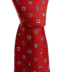 Roundtree & Yorke Christmas Ornament Print 3 1/4#double; Silk Blend Tie