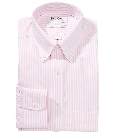Roundtree & Yorke Fitted Non-Iron Button Down Dobby Stripe Dress Shirt