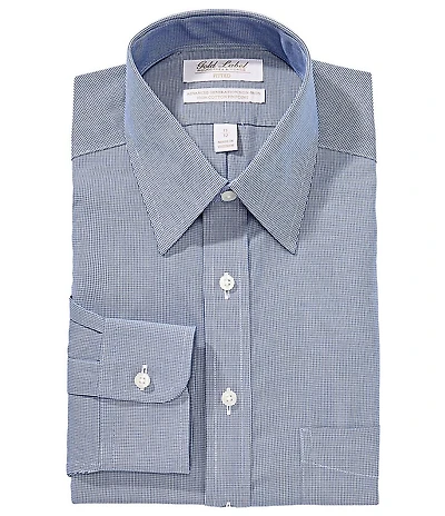 Roundtree & Yorke Classic Fit Non-Iron Point Collar Pinpoint Print Dress Shirt