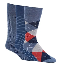 Roundtree & Yorke Diamond Pattern Crew Dress Socks 3-Pack