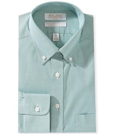 Roundtree & Yorke Gold Label Classic Fit Non-Iron Button Down Collar Houndstooth Pinpoint Dress Shirt