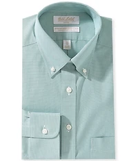 Roundtree & Yorke Gold Label Fitted Non-Iron Button Down Collar Houndstooth Pinpoint Dress Shirt