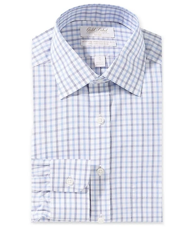 Roundtree & Yorke Gold Label Classic Fit Non Iron Spread Collar Checked Poplin Dress Shirt