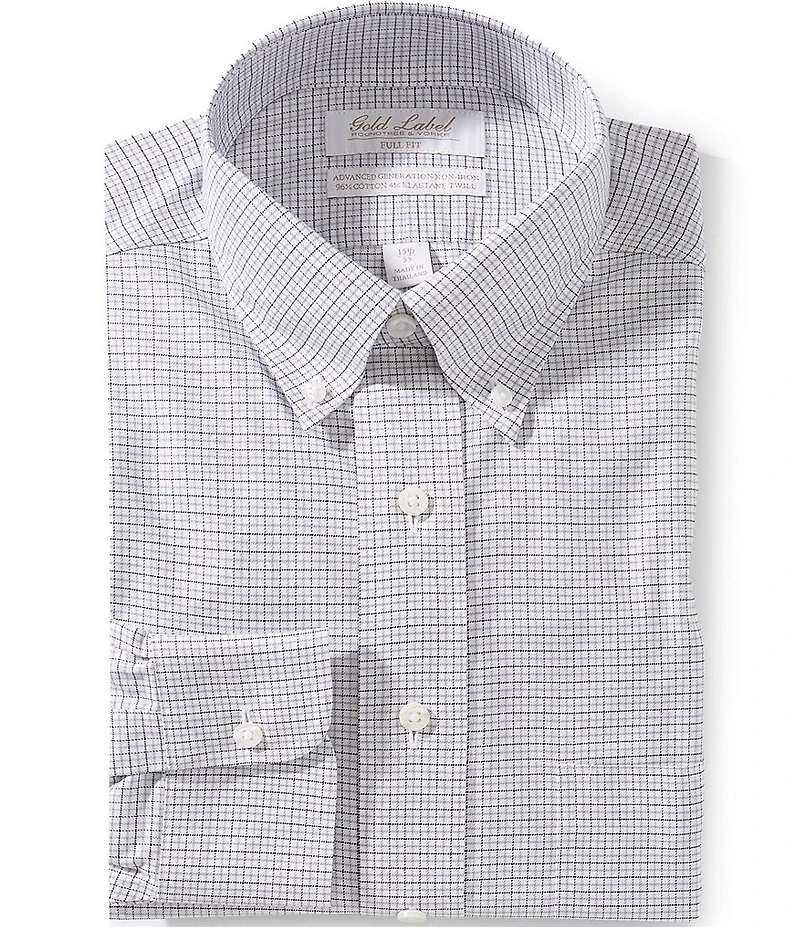 Roundtree & Yorke Gold Label Full Fit Non-Iron Button Down Checked Twill Dress Shirt