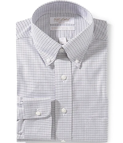 Roundtree & Yorke Gold Label Full Fit Non-Iron Button Down Checked Twill Dress Shirt