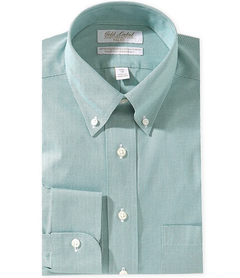 Roundtree & Yorke Gold Label Full Fit Non-Iron Button Down Collar Houndstooth Pinpoint Dress Shirt