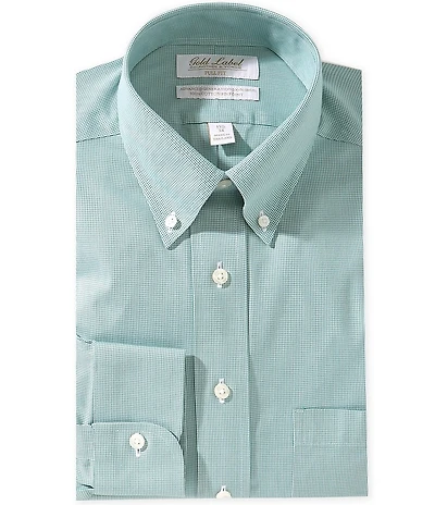 Roundtree & Yorke Gold Label Full Fit Non-Iron Button Down Collar Houndstooth Pinpoint Dress Shirt