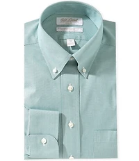 Roundtree & Yorke Gold Label Full Fit Non-Iron Button Down Collar Houndstooth Pinpoint Dress Shirt