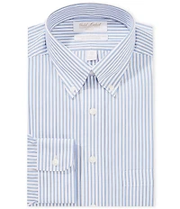 Gold Label Roundtree & Yorke Full Fit Non-Iron Button Down Collar Striped Poplin Dress Shirt