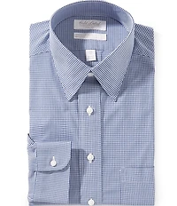 Roundtree & Yorke Gold Label Full Fit Non-Iron Point Collar Gingham Poplin Dress Shirt