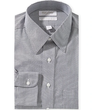 Roundtree & Yorke Gold Label Full Fit Non-Iron Point Collar Micro Checked Dobby Dress Shirt