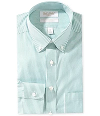 Roundtree & Yorke Gold Label Slim Fit Non-Iron Button Down Collar Striped Poplin Dress Shirt