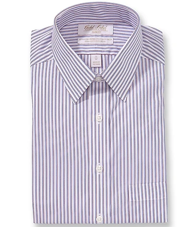 Roundtree & Yorke Gold Label Slim Fit Non-Iron Point Collar Striped Poplin Dress Shirt
