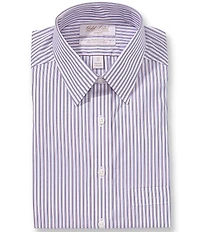 Roundtree & Yorke Gold Label Slim Fit Non-Iron Point Collar Striped Poplin Dress Shirt