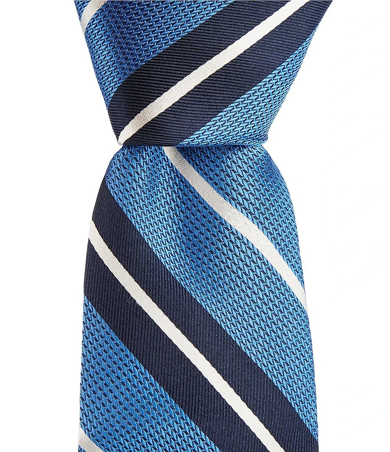 Roundtree & Yorke Javier Stripe 3.125#double; Silk Blend Tie