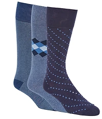 Roundtree & Yorke Rhombus Crew Dress Socks 3-Pack