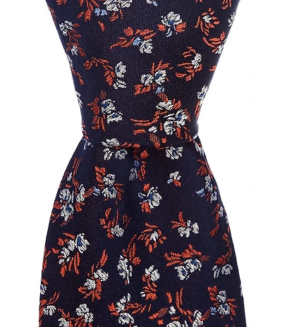 Roundtree & Yorke Scattered Flowers 3 3/8#double; Woven Silk Tie