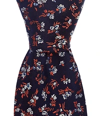 Roundtree & Yorke Scattered Flowers 3 3/8#double; Woven Silk Tie