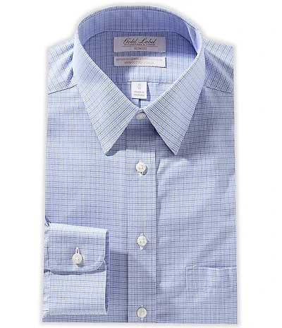 Roundtree & Yorke Gold Label Slim-Fit Non-Iron Point Collar Printed Dress Shirt