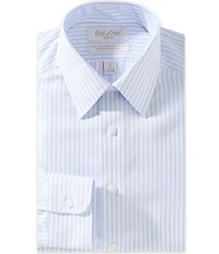 Roundtree & Yorke Slim Fit Non-Iron Spread Collar Striped Dobby Dress Shirt