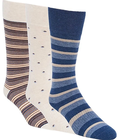 Roundtree & Yorke Striped Crew Dress Socks 3-Pack