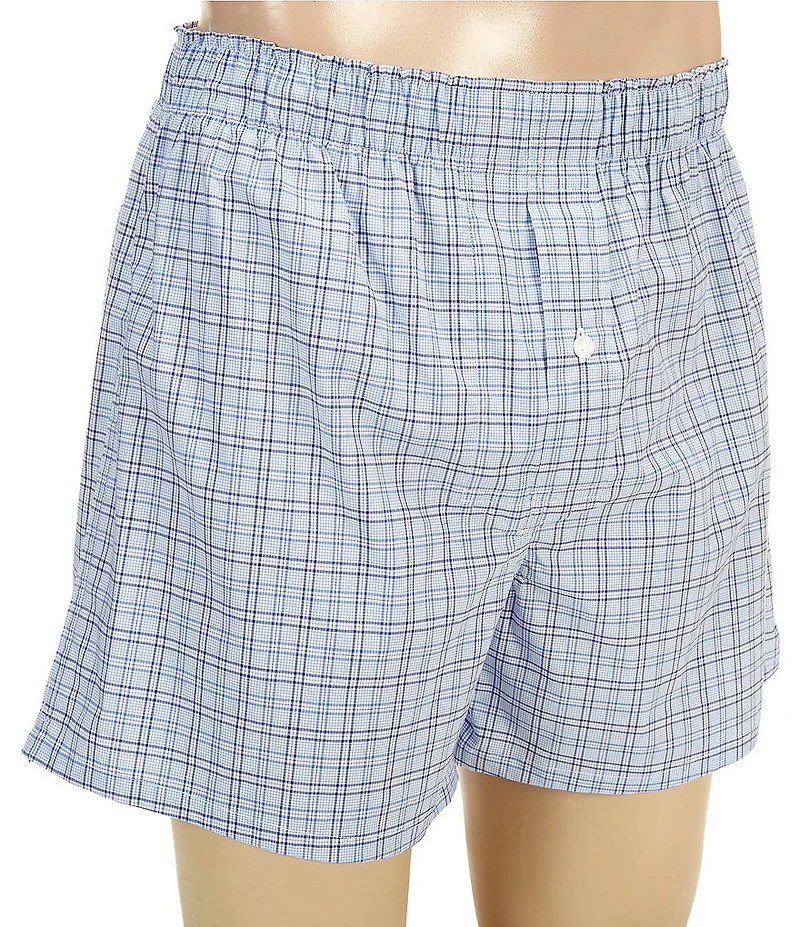 Roundtree & Yorke Woven Plaid 4#double; Inseam Boxers