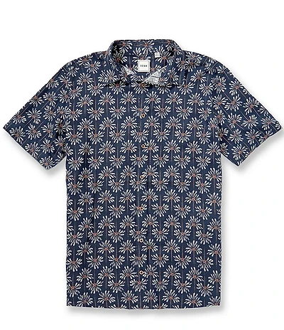 Rowm Big & Tall Dandelion Print Short Sleeve Hemp Blend Shirt