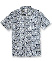 Rowm Short Sleeve Hemp Leaf Print Button Front Shirt