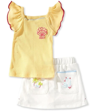 Roxy Baby Girls Flutter Sleeve Graphic T-Shirt & Pocket Skort Set