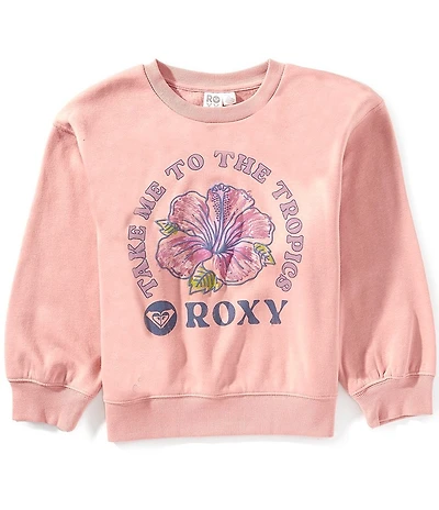 Roxy Big Girls Long Sleeve Hibiscus Oversized Crewneck Sweatshirt