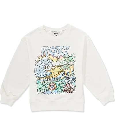Roxy Big Girls Long-Sleeve Tropical Scenic Graphic Oversized Fleece Sweatshirt