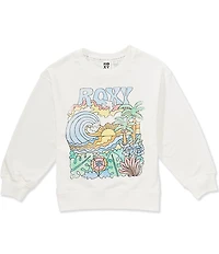 Roxy Big Girls Long-Sleeve Tropical Scenic Graphic Oversized Fleece Sweatshirt