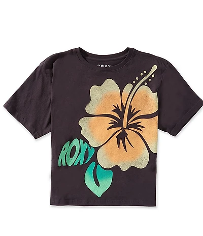 Roxy Big Girls Short Sleeve Hibiscus Graphic Oversized T-Shirt