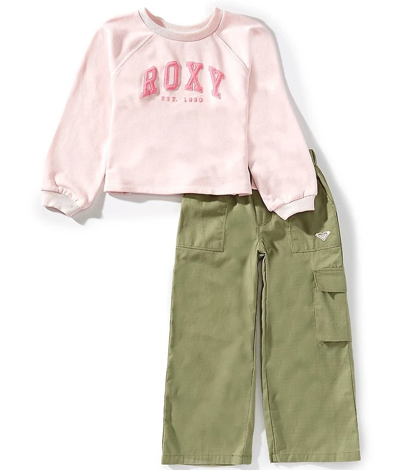 Roxy Little Girls Long Sleeve Roxy French Terry Top And Flare Sweat Pants Set