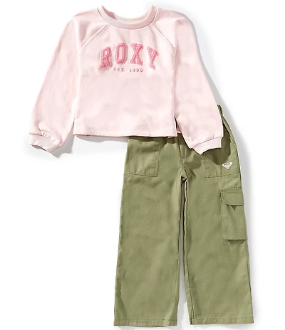 Roxy Little Girls Long Sleeve Roxy French Terry Top And Flare Sweat Pants Set