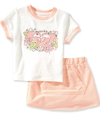 Roxy Little Girls Short Sleeve Graphic T-Shirt & Solid Skort Set
