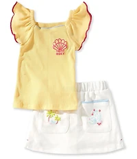 Roxy Little Girls Sleeveless Tank Top & Coordinating Patch-Pocketed Skirt Set