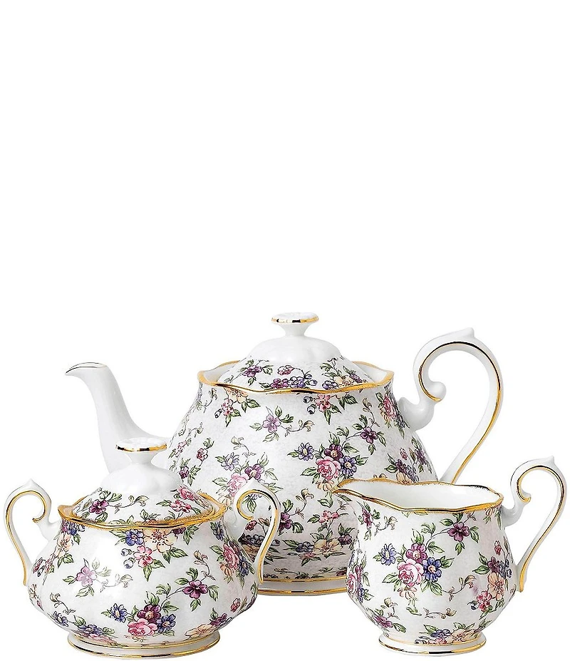 Royal Albert 100 Years 1940 English Chintz 3-Piece Tea Set