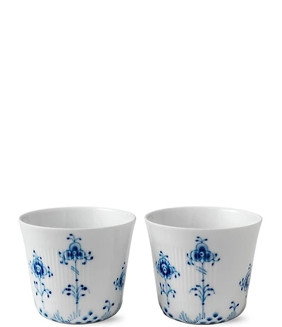 Royal Copenhagen Blue Elements Floral Pattern Geometric Motif Porcelain Multi Cup, Set of 2