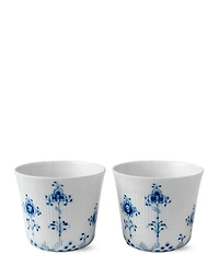 Royal Copenhagen Blue Elements Floral Pattern Geometric Motif Porcelain Multi Cup, Set of 2