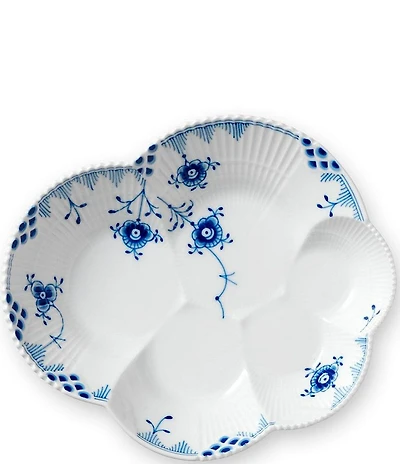 Royal Copenhagen Blue Elements Floral Pattern Geometric Motif Porcelain Sky Shaped Dish