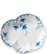 Royal Copenhagen Blue Elements Floral Pattern Geometric Motif Porcelain Sky Shaped Dish