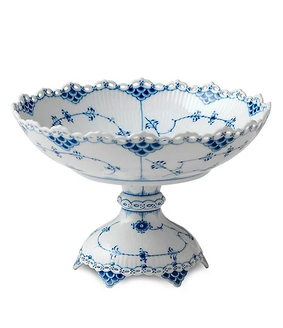 Royal Copenhagen Blue Fluted Full Lace Footed Compote